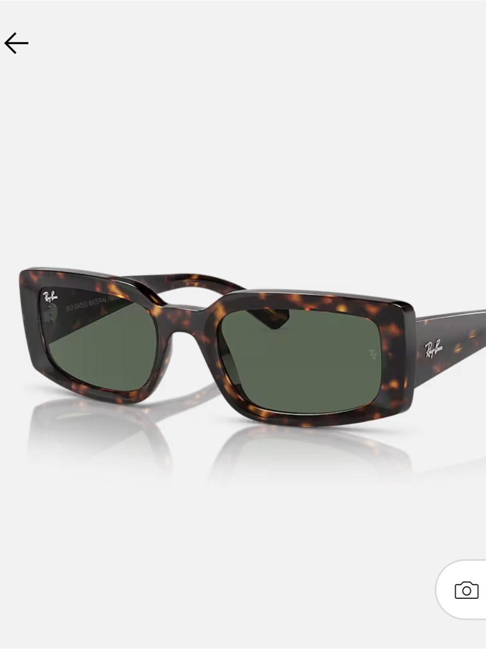 Ray-Ban Tortoiseshell Rectangular Sunglasses with Dark Green Lenses - Picture 3 of 14
